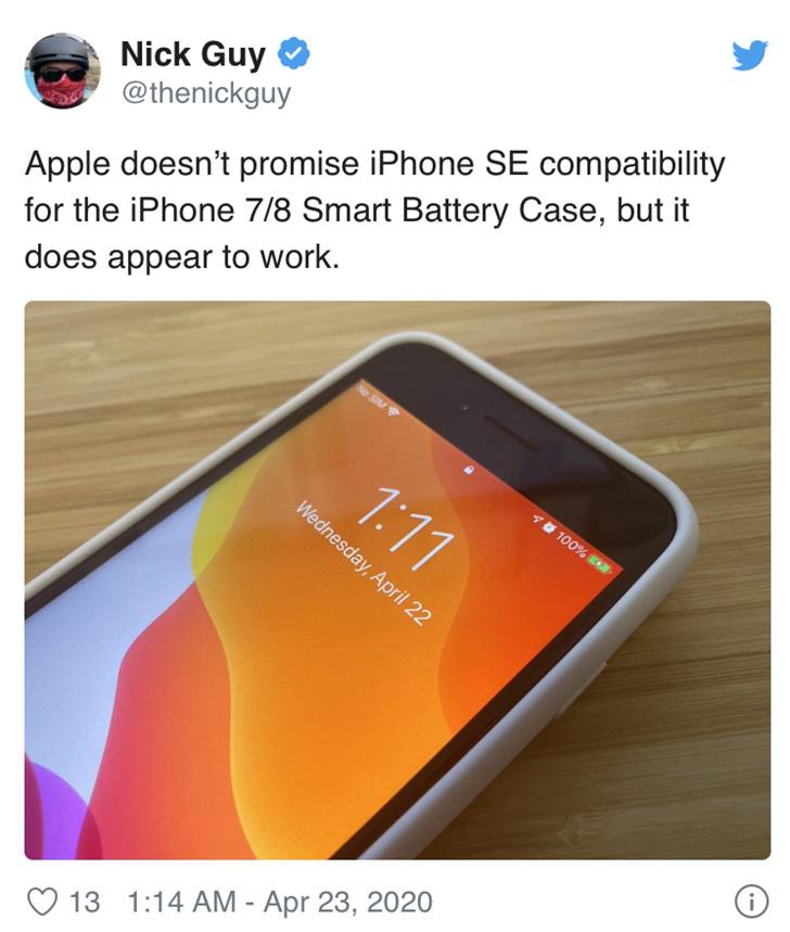 实测确认！苹果 iPhone 7 智能电池壳与 iPhone SE 2 完美兼容